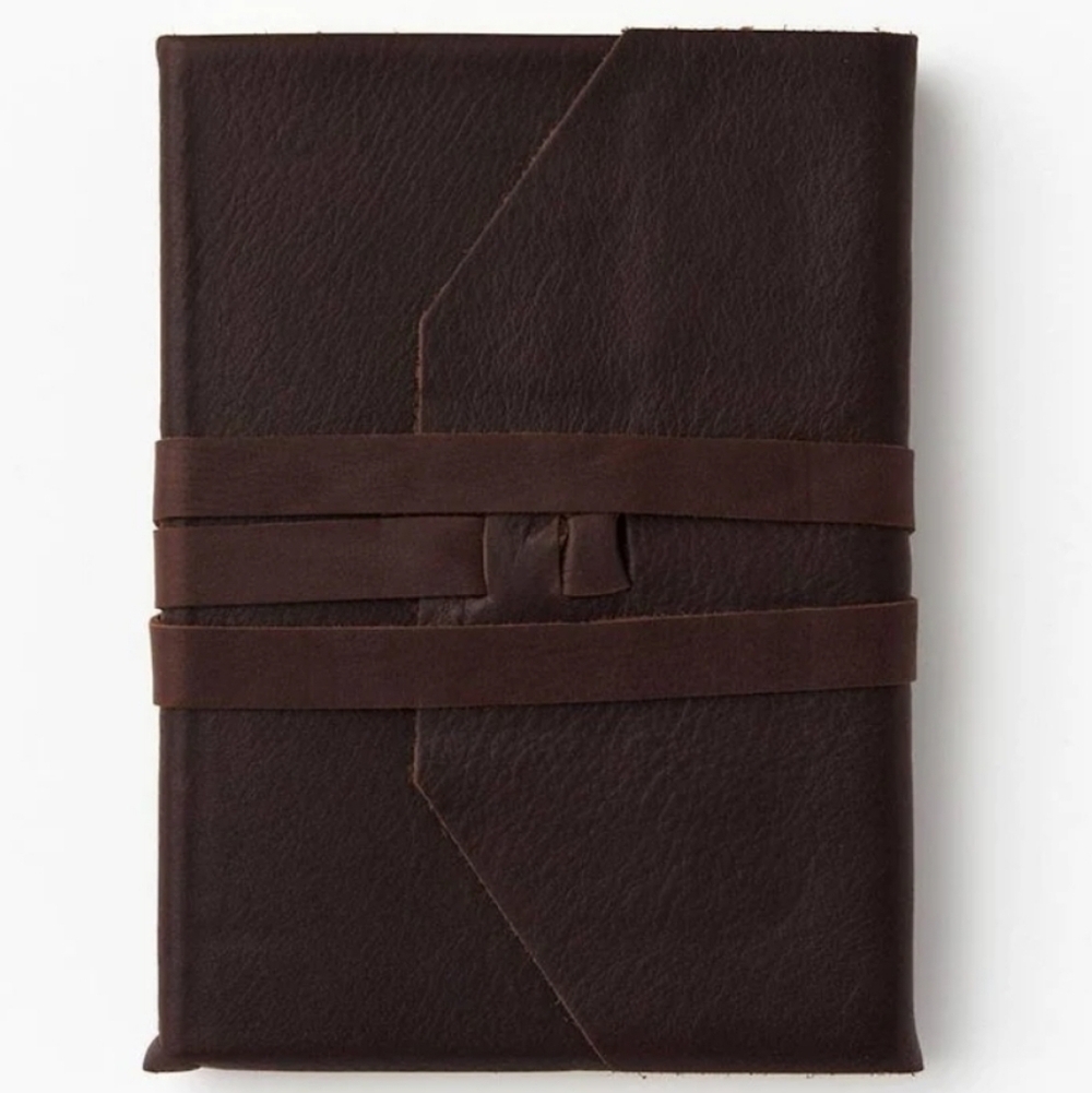 ❤️BUY 2 GET 1 FREE  Wrap Soft Brown Italian Leather Journal Lace Up Tie, Lined